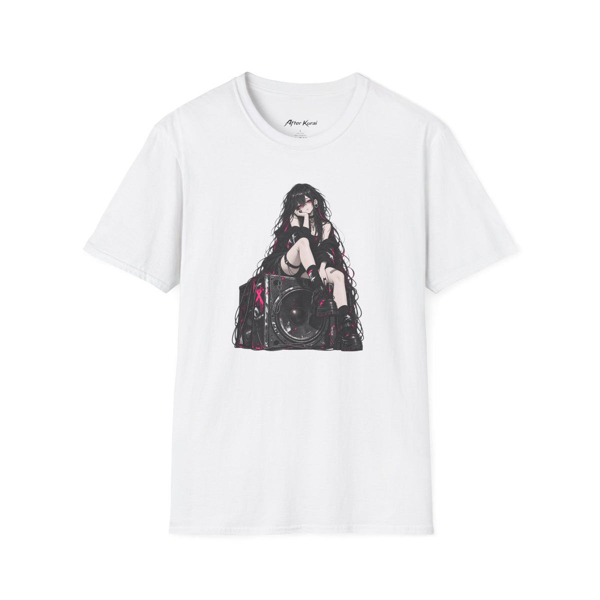 After Kurai Pink Noise anime graphic tee shown in alternate product view