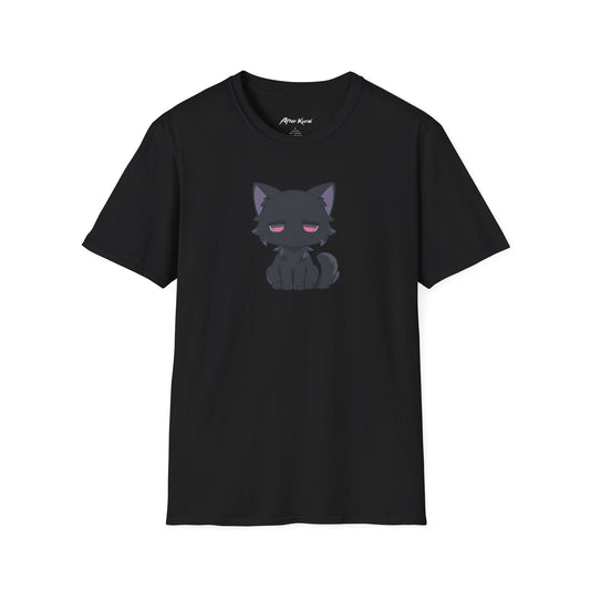 After Kurai Noir graphic tee with a sleepy black cat illustration