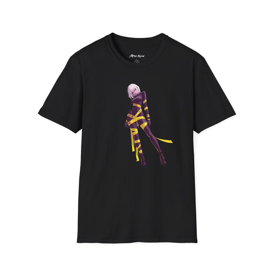 After Kurai Caution graphic tee with black-and-white character art and yellow caution tape
