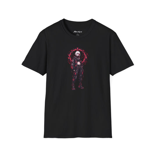 After Kurai Red Alert graphic tee with a watchful character and sharp red accents