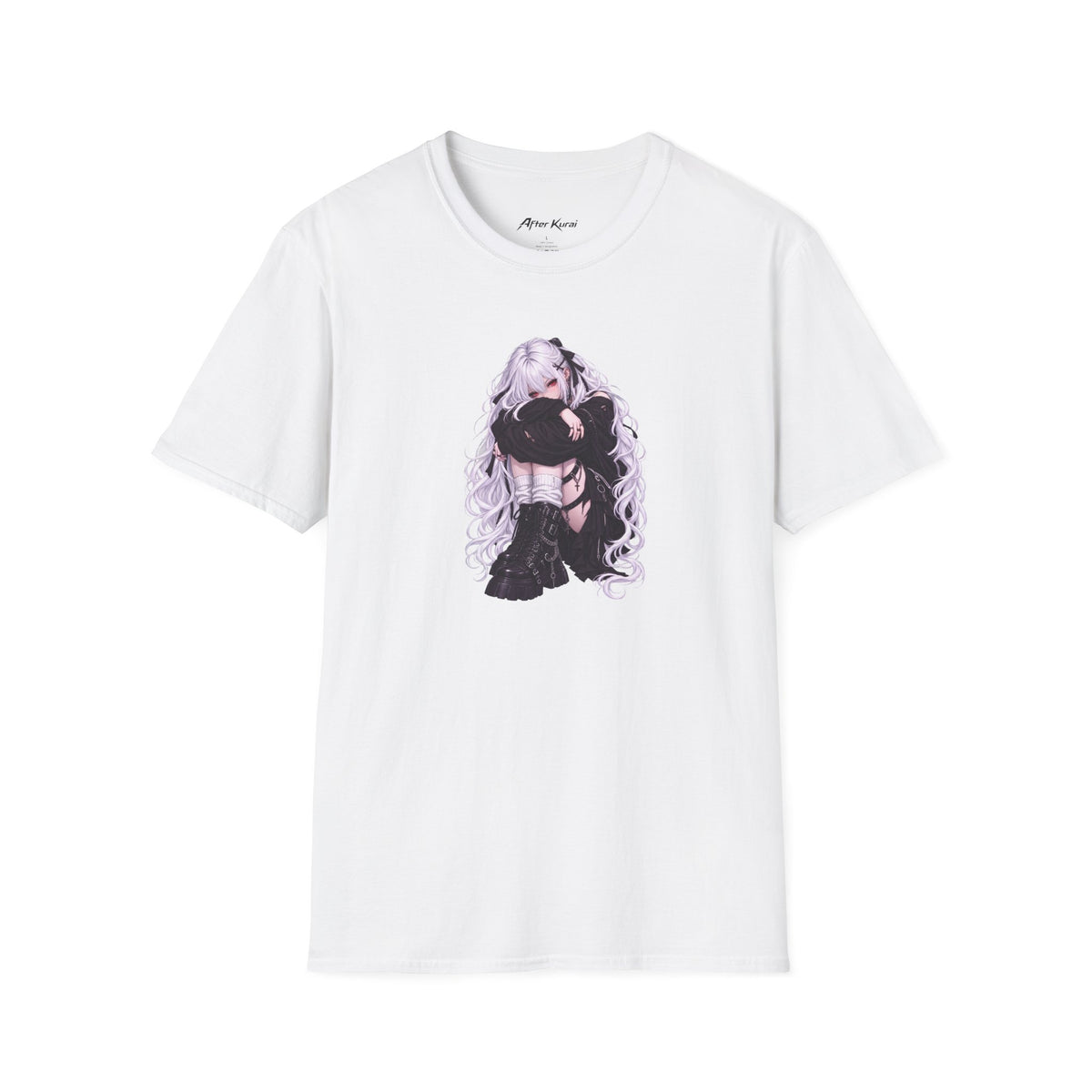 After Kurai Crimson Silence graphic tee with a pale-haired red-eyed character