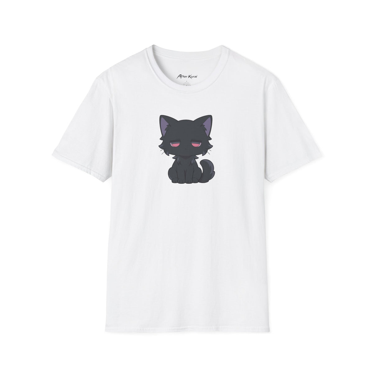 After Kurai Noir graphic tee with a sleepy black cat illustration