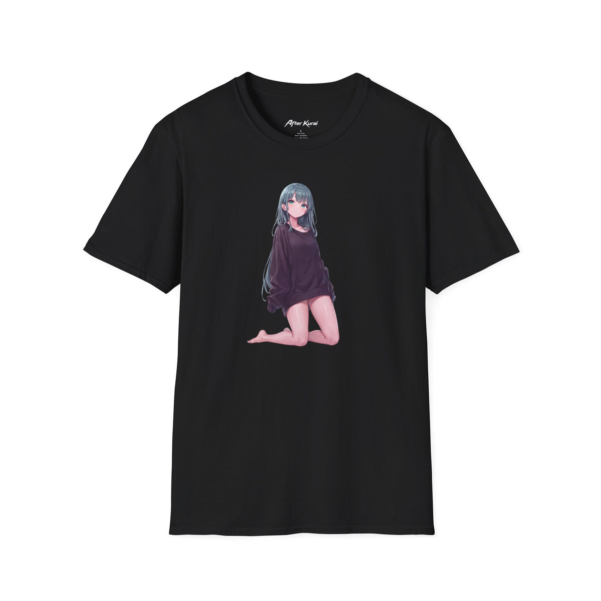 After Kurai Stay Awhile graphic tee with soft still anime-inspired character artwork