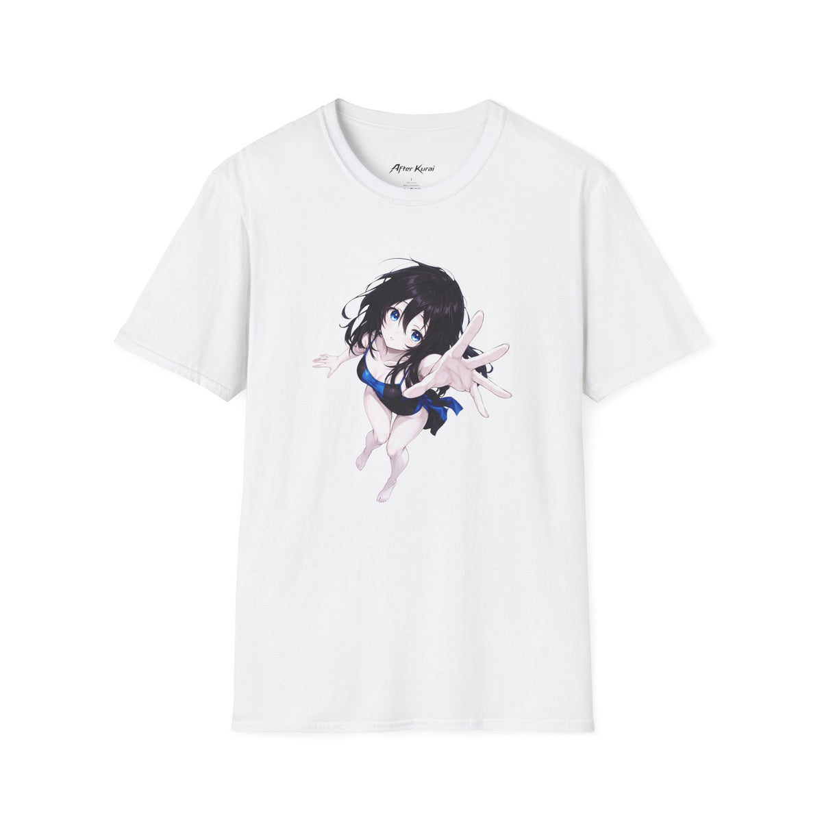 After Kurai Reaching Blue graphic tee with a reaching character and bright blue accents