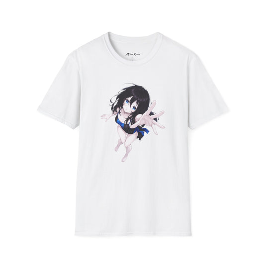 After Kurai Reaching Blue graphic tee with a reaching character and bright blue accents