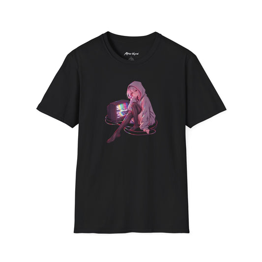 After Kurai VHS graphic tee with retro glitch anime-inspired artwork