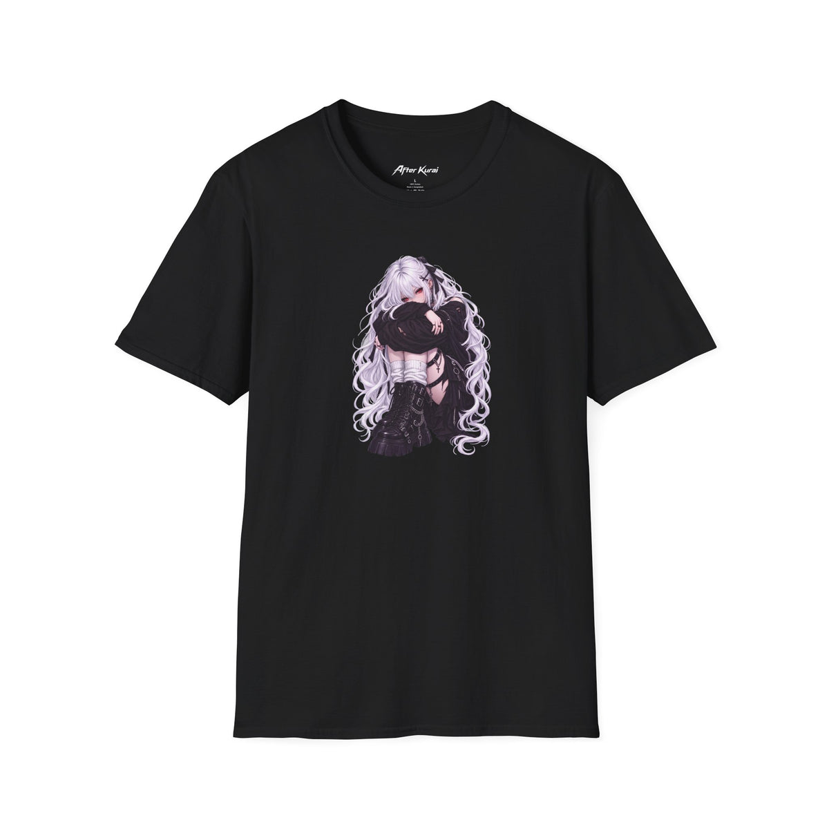 After Kurai Crimson Silence graphic tee with a pale-haired red-eyed character