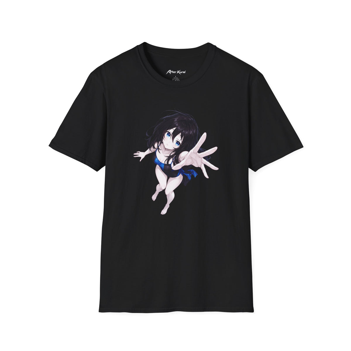 After Kurai Reaching Blue graphic tee with a reaching character and bright blue accents