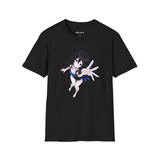 After Kurai Reaching Blue graphic tee with a reaching character and bright blue accents